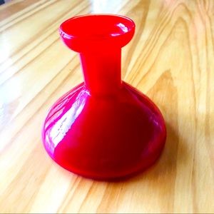 Vintage Ruby Art Glass 3 1/4" Flat Bottom Candleholder